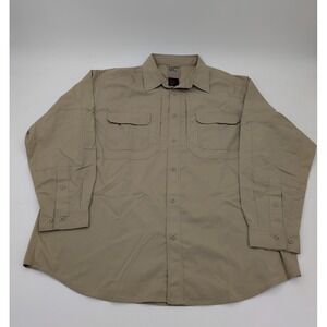 5.11 Tactical Shirt Mens Large Khaki Taclite Pro Ripstop Vented Short Sleeve